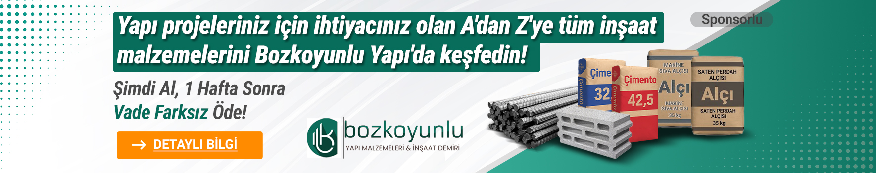 Bozkoyunlu Yapı'nın tüm ürünlerinde geçerli kampanya
