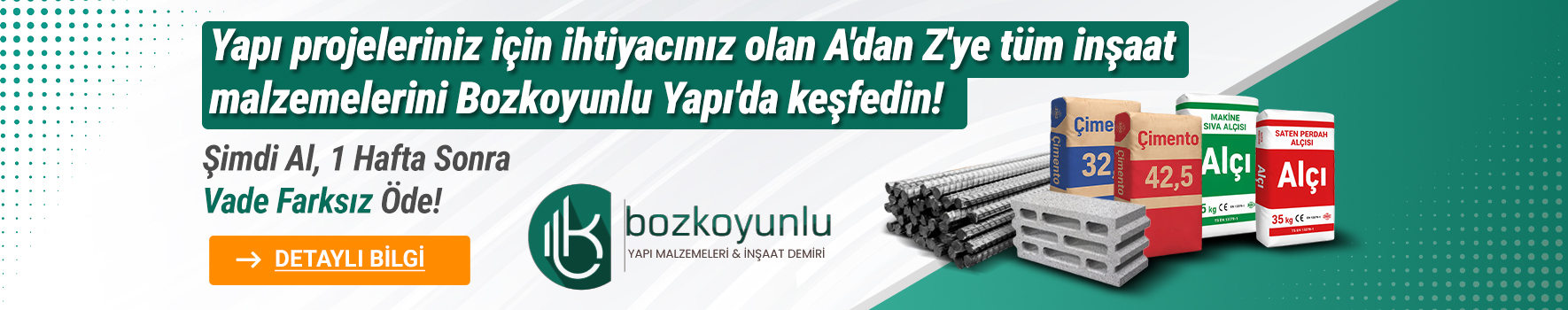 Bozkoyunlu Yapı'nın tüm ürünlerinde geçerli kampanya